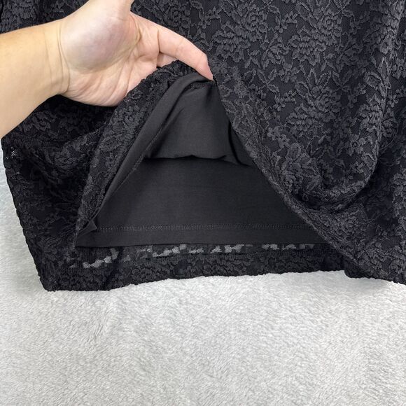 Susan Graver Crochet Lace Top Womens Medium Black Grunge Whimsigoth Witchy Vamp - Picture 4 of 12